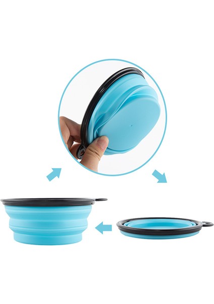 Açık Mavi 1000ML 1000ML Büyük Katlanabilir Köpek Pet Katlanır Silikon Kase Açık Seyahat Taşınabilir Köpek Maması Kabı Besleyici Bulaşık Kase (Yurt Dışından) indirimleri