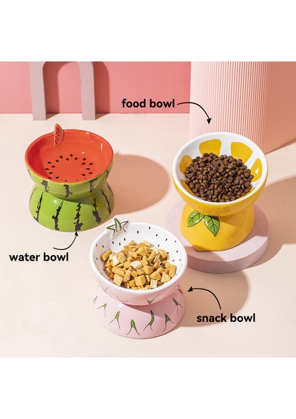 Mama ve Su Kasesi Kedi Seramik Kase Meyve Şekli Küçük Köpekler Mama Su Snack Kaseleri Evcil Hayvan Yükseltilmiş Içecek Yemek Besleyiciler Yavru Kediler Sevimli Besleme Malzemeleri (Yurt Dışından) modelleri