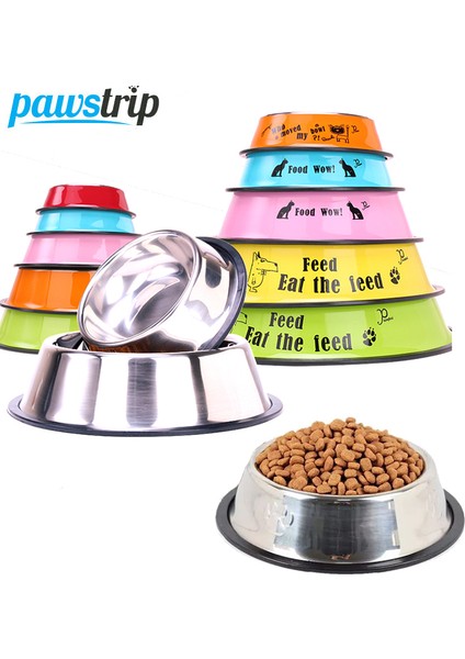 Pembe 15 cm 15-30 cm Paslanmaz Çelik Pet Köpek Kase Yavru Yiyecek Kasesi Kaymaz Kedi Köpek Besleyici Renkli Su Kasesi Köpekler Için Besleme Çanağı Pet Malzemeleri (Yurt Dışından) modelleri