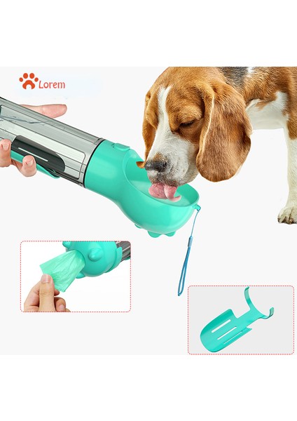 Yeşil 500 ml Yiyecek Kutusu ile 3 In 1 Taşınabilir Pet Köpek Su Şişesi Mama Besleyici Tiryakisi Kaka Dağıtıcı Köpekler Için Çok Fonksiyonlu Içme Kaseleri Açık Seyahat (Yurt Dışından)
