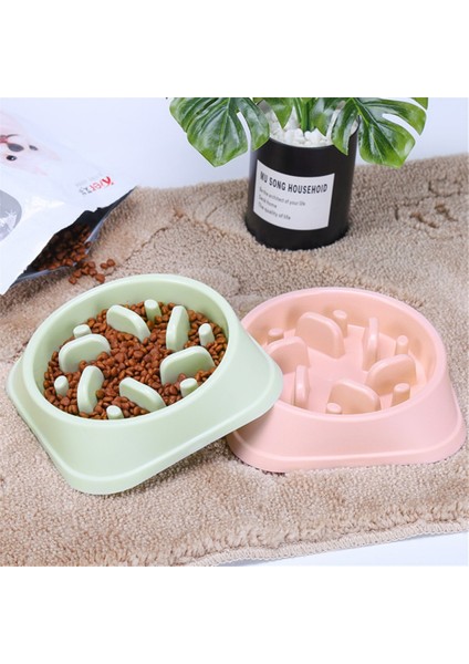 Pembe 2 Bir Boyut Pet Köpek Yavaş Besleyici Anti Choke Anti-Gulping Köpek Kase Dayanıklı Üst Abs Sağlıklı Yemek Tabağı Kase (Yurt Dışından)