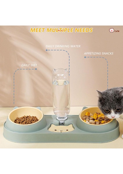 Mavi Sıradan Pet Kedi Çift Kase Anti-Devrilme Boyun Koruma Köpek Otomatik Yiyecek Kasesi Su Sebili Konteyner (Yurt Dışından) modelleri