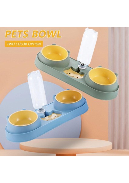 Mavi Sıradan Pet Kedi Çift Kase Anti-Devrilme Boyun Koruma Köpek Otomatik Yiyecek Kasesi Su Sebili Konteyner (Yurt Dışından) fırsatları