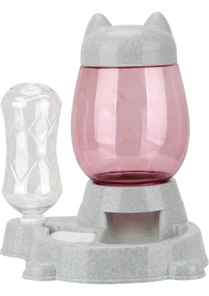Gri 2 In 1 Köpek Kedi Otomatik Besleyici 528 ml Su Şişesi Su Kaynağı ve Tahıl Evcil Hayvan Besleme Kabı Aksesuarları (Yurt Dışından)