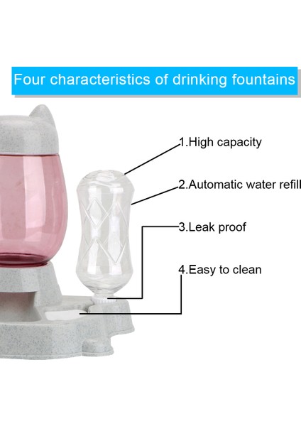 Gri 2 In 1 Köpek Kedi Otomatik Besleyici 528 ml Su Şişesi Su Kaynağı ve Tahıl Evcil Hayvan Besleme Kabı Aksesuarları (Yurt Dışından) fırsatları