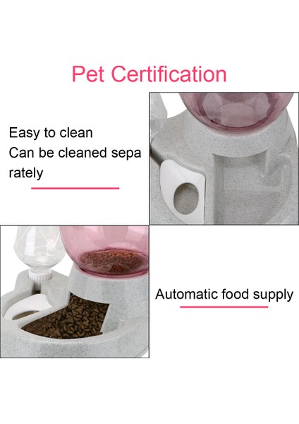 Gri 2 In 1 Köpek Kedi Otomatik Besleyici 528 ml Su Şişesi Su Kaynağı ve Tahıl Evcil Hayvan Besleme Kabı Aksesuarları (Yurt Dışından) indirimleri