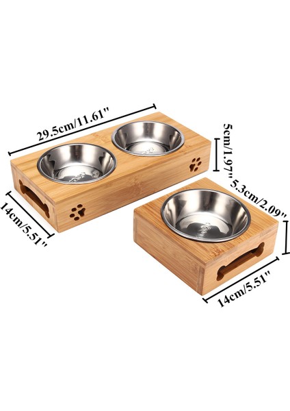 Çift Kase Pet Kedi Kase Ayı Bambu Plaka Çift Kase Doğal Dayanıklı Güvenlik Ahşap Paslanmaz Çelik Kedi Köpek Yardımcı Çift Kase (Yurt Dışından) modelleri
