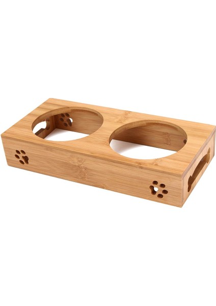 Çift Kase Pet Kedi Kase Ayı Bambu Plaka Çift Kase Doğal Dayanıklı Güvenlik Ahşap Paslanmaz Çelik Kedi Köpek Yardımcı Çift Kase (Yurt Dışından) fırsatları