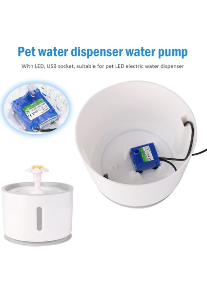 Gösterildiği Gibi Pet Kedi Köpekler Çeşme Pompası Süper Susturulmuş Pompa Güç Adaptörü DR-DC160 Pet Otomatik Su Sebili Için LED Mavi Işık ile (Yurt Dışından)
