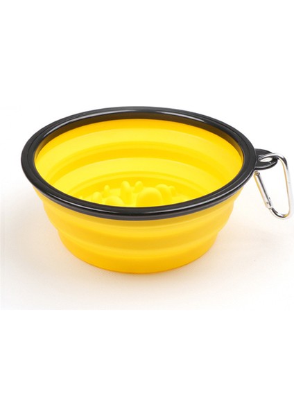 Sarı Çap 13CM 350ML 1000ML Seyahat Katlanabilir Pet Köpek Kasesi Silikon Katlanabilir Yavaş Besleme Kasesi Küçük Büyük Köpekler Için Taşınabilir Evcil Hayvan Besleyici (Yurt Dışından)