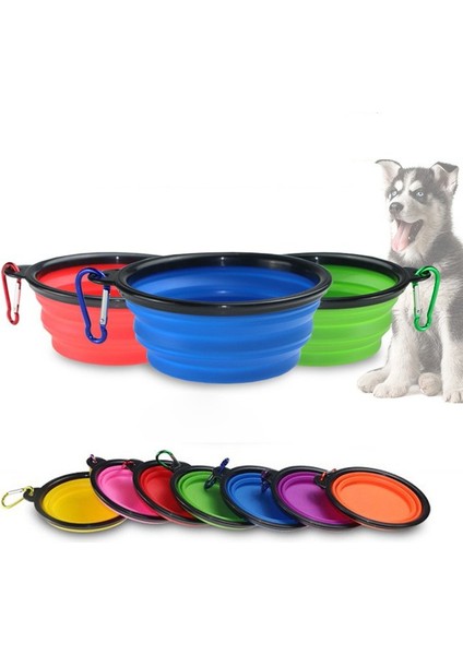 Mavi 1000ML 350 - 650 - 1000ML Büyük Katlanabilir Köpek Pet Katlanır Silikon Kase Açık Seyahat Taşınabilir Köpek Maması Kabı Besleyici Bulaşık Kase (Yurt Dışından) modelleri