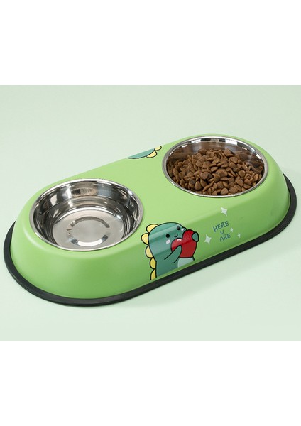 Stil 4 Köpek Kase Pet Paslanmaz Çelik Astar Çift Kase Sevimli Görünüm Kaymaz Tasarım Küçük ve Orta Evcil Hayvan Besleme Maması (Yurt Dışından)