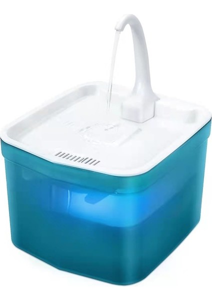 Mavi USB 2l Otomatik Kedi Pet Su Çeşmesi Musluk Bacalı Saydam LED Işık Ultra Sessiz Su Besleyici USB Köpek Tiryakisi Kase Dağıtıcı (Yurt Dışından)