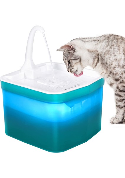 Mavi USB 2l Otomatik Kedi Pet Su Çeşmesi Musluk Bacalı Saydam LED Işık Ultra Sessiz Su Besleyici USB Köpek Tiryakisi Kase Dağıtıcı (Yurt Dışından) fiyatları
