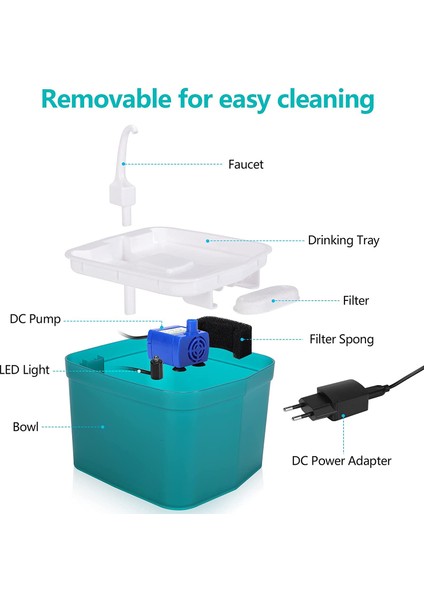 Mavi USB 2l Otomatik Kedi Pet Su Çeşmesi Musluk Bacalı Saydam LED Işık Ultra Sessiz Su Besleyici USB Köpek Tiryakisi Kase Dağıtıcı (Yurt Dışından) indirimleri
