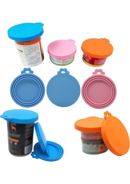 Kaşık-Sarı Yeniden Kullanılabilir 3 In 1 Pet Gıda Kutusu Silikon Kapak Köpekler Kediler Depolama Teneke Kapak Kapağı Mühür Kapak Evcil Hayvan Malzemeleri Uygun 9 Cm/8 Cm/7 cm (Yurt Dışından)