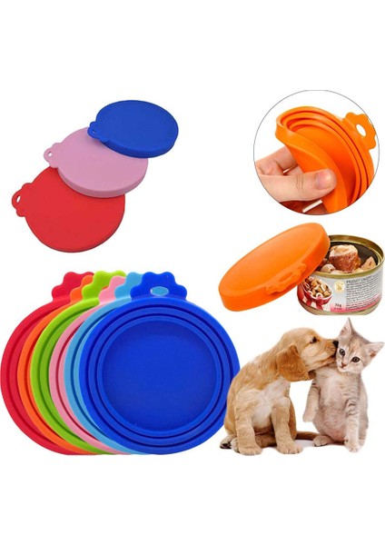 Kaşık-Sarı Yeniden Kullanılabilir 3 In 1 Pet Gıda Kutusu Silikon Kapak Köpekler Kediler Depolama Teneke Kapak Kapağı Mühür Kapak Evcil Hayvan Malzemeleri Uygun 9 Cm/8 Cm/7 cm (Yurt Dışından)