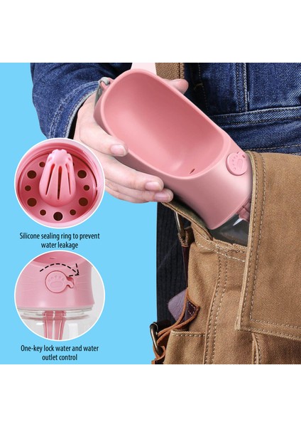 Pembe 550 ml 100G Köpek Içme Şişesi Su Kasesi Köpekler Için Yiyecek ve Su Kabı Küçük Köpekler Evcil Hayvan Besleyici Kaseler Açık Seyahat Taşınabilir Köpek Kabak (Yurt Dışından) modelleri