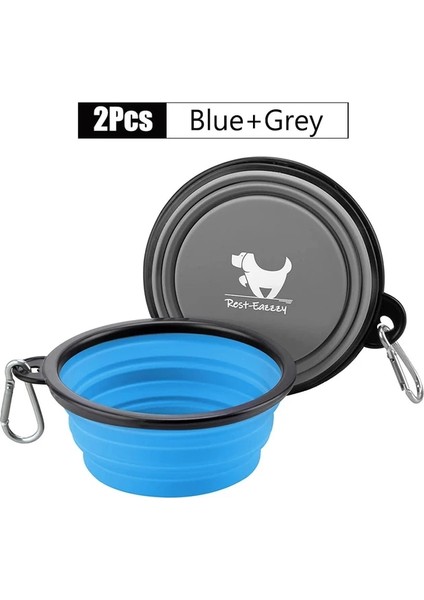 Gri Mavi 1000ML 2'li Paket Seyahat Için Katlanabilir Köpek Kaseleri Köpekler Için Taşınabilir Su Kasesi Seyahat Kamp Için 2 Karabina ile Yürüyüş (Yurt Dışından) fiyatları