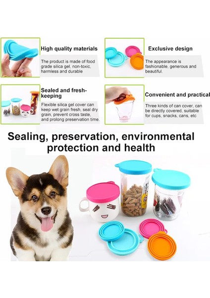 06 Silikon Konserve Kapak Mühürlü Besleyiciler Gıda Konserve Kapağı Yavru Köpek Kedi Depolama Üst Kapağı Yeniden Kullanılabilir Kapak Kapak Sağlık Pet Günlük Malzemeleri (Yurt Dışından) modelleri