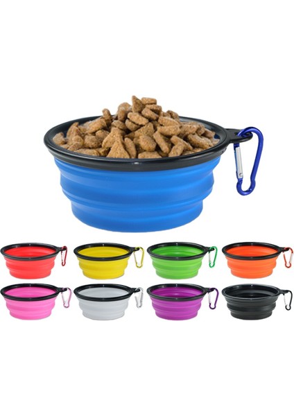 Mavi 1000 ml 350 ML/1000 ml Katlanabilir Köpek Kaseleri Seyahat Için Yavru Taşınabilir Su Besleme Köpek Bulaşık Kamp Pet Kedi Maması Plastik Bardaklar (Yurt Dışından)