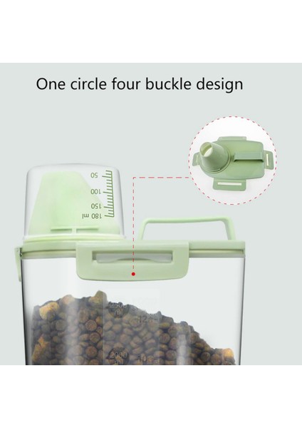 Yeşil 1.5l Pet Gıda Saklama Kabı Köpek Kedi Kuş ve Ölçme Kabı ile Diğer Evcil Hayvan Gıda Saklama Kutusu Ev Için Taze Yarı Saydam Vücut Tutun (Yurt Dışından) modelleri