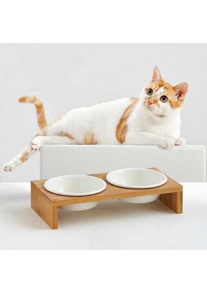 Gümüş Iki S Pet Köpek Kedi Kase Seramik Kase Bambu Ahşap Masa Bir Yavru Kedi Kaymaya Dayanıklı Çift Kase Küçük Köpek Maması Kase (Yurt Dışından) modelleri