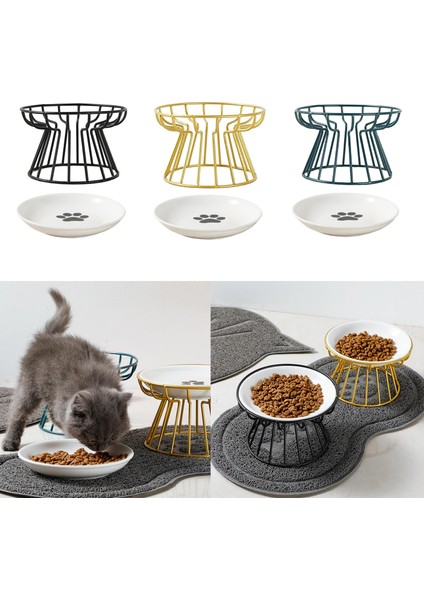 Seramik Yükseltilmiş Hayvan Mama Kabı Gıda Su Ikramları Kediler ve Köpekler Için Malzemeleri Açık Besleme Içme Aksesuarları Köpek Kedi Standı Kase (Yurt Dışından)