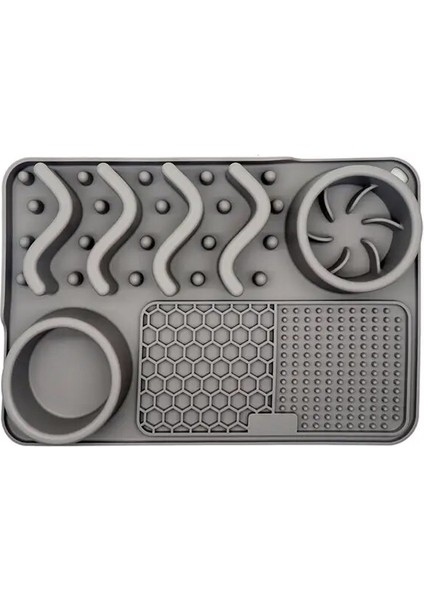 Koyu Gri Yavaş Yemek Kasesi Evcil Hayvan Yalama Matı Isırmaya Dayanıklı Kaymaz Boğulma Önleyici Yavaş Besleyici Bariyer Tasarımı Eşit Kenarlı Evcil Hayvan Kaynağı (Yurt Dışından)