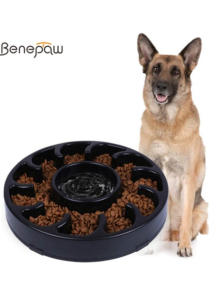 Siyah Tek Boy Benepaw Kaliteli Köpek Kasesi Yavaş Besleyici Dayanıklı Çevre Dostu Kaymaz Yavaş Besleme Hayvan Kasesi Küçük Orta Büyük Köpekler Yavru Yeme (Yurt Dışından) fiyatları