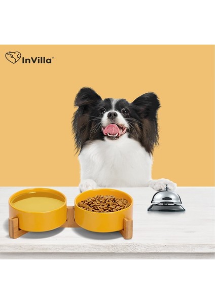 Beyaz S 400ML Seramik Köpek Kedi Kase Mama Su Seti Ahşap Standlı Büyük Kapasiteli Kaymaz Dökülme Yok Besleyici Bulaşık Köpek Besleme Pet Malzemeleri (Yurt Dışından) modelleri