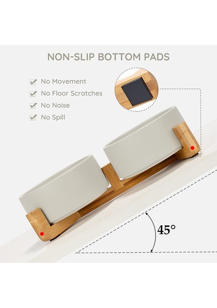Beyaz S 400ML Seramik Köpek Kedi Kase Mama Su Seti Ahşap Standlı Büyük Kapasiteli Kaymaz Dökülme Yok Besleyici Bulaşık Köpek Besleme Pet Malzemeleri (Yurt Dışından) indirimleri