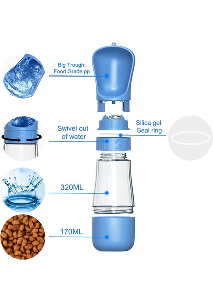 Mavi 330 ml Taşınabilir Köpek Su Şişesi Küçük Büyük Köpekler Için Kase Açık Yürüyüş Köpek Pet Seyahat Su Şişesi Kedi Suluk Köpek Malzemeleri (Yurt Dışından) modelleri