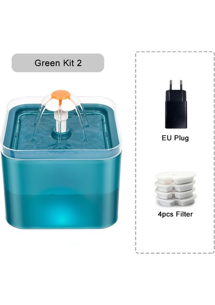 Green-Set2 Otomatik Kedi Su Çeşmesi Filtresi LED Aydınlatma ile USB Pet Su Sebili Köpek Kediler Için Devridaim ile 2l Kapasiteli Besleyici (Yurt Dışından) fiyatları