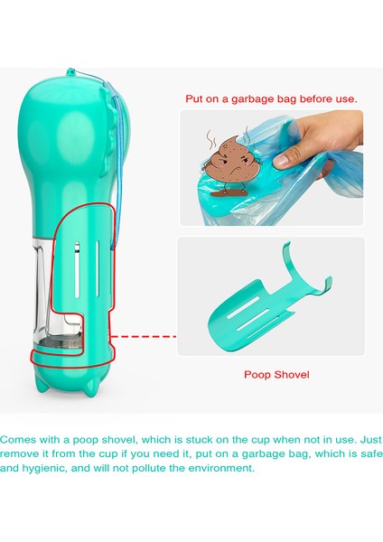 Mavi 300 ml Yiyecek Kutusu ile 3 In 1 Taşınabilir Pet Köpek Su Şişesi Mama Besleyici Tiryakisi Kaka Dağıtıcı Köpekler Için Çok Fonksiyonlu Içme Kaseleri Açık Seyahat (Yurt Dışından) fırsatları