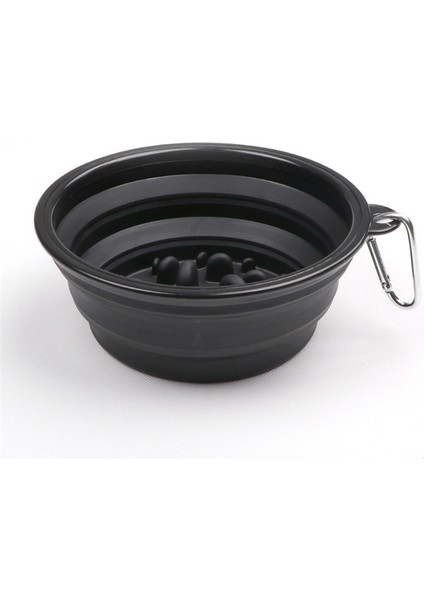 Siyah Çap 13CM 350ML 1000ML Seyahat Katlanabilir Pet Köpek Kasesi Silikon Katlanabilir Yavaş Besleme Kasesi Küçük Büyük Köpekler Için Taşınabilir Evcil Hayvan Besleyici (Yurt Dışından)