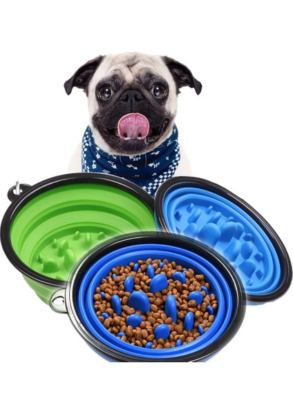 Siyah Çap 13CM 350ML 1000ML Seyahat Katlanabilir Pet Köpek Kasesi Silikon Katlanabilir Yavaş Besleme Kasesi Küçük Büyük Köpekler Için Taşınabilir Evcil Hayvan Besleyici (Yurt Dışından)