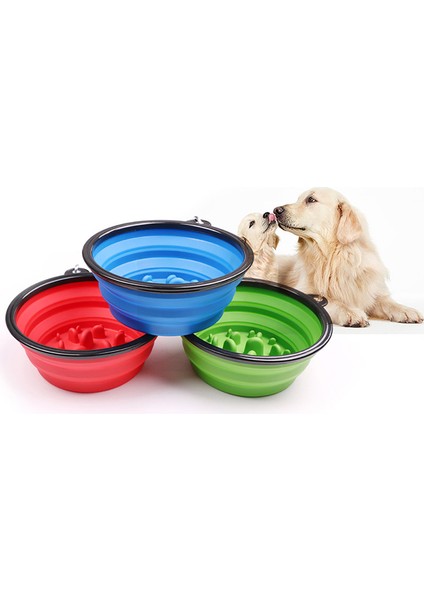 Siyah Çap 13CM 350ML 1000ML Seyahat Katlanabilir Pet Köpek Kasesi Silikon Katlanabilir Yavaş Besleme Kasesi Küçük Büyük Köpekler Için Taşınabilir Evcil Hayvan Besleyici (Yurt Dışından)