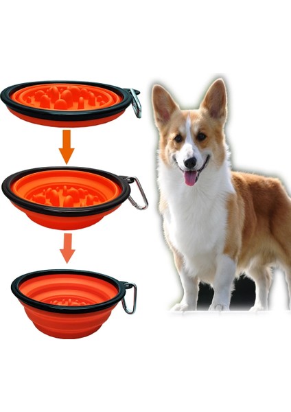 Siyah Çap 13CM 350ML 1000ML Seyahat Katlanabilir Pet Köpek Kasesi Silikon Katlanabilir Yavaş Besleme Kasesi Küçük Büyük Köpekler Için Taşınabilir Evcil Hayvan Besleyici (Yurt Dışından)