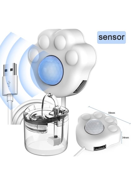 C-Sensor Akıllı Hareket Sensörü Kedi Köpek Su Sebili Akıllı Kızılötesi USB Evrensel Pet Çeşmesi Aksesuarla Filtre Elemanı Su Pompası (Yurt Dışından)