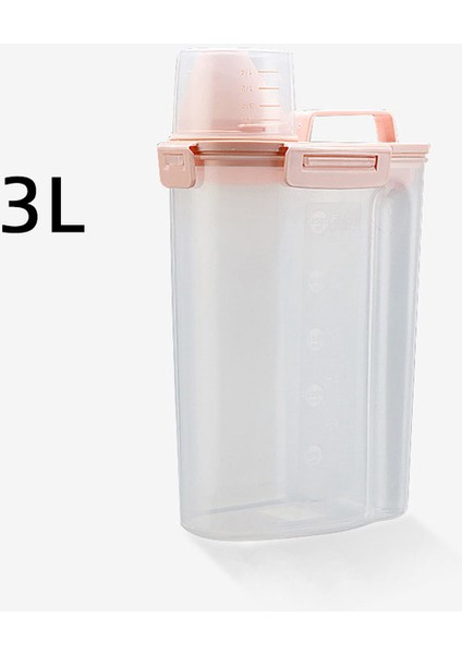 3l Pembe Cawayi Kulübesi Köpek Kedi Maması 1.75/3l Kova Plastik Depolama Tankı Ölçüm Kabı Konteyner Nem Geçirmez Mühürlü Kavanoz Evcil Hayvan Malzemeleri (Yurt Dışından)