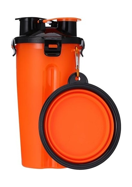 Set1 Turuncu 2 In 1 Pet Seyahat Mama ve Su Bardağı Şişe Taşınabilir Katlanabilir Kase Köpek Maması Kabı Pet Kedi Besleyici (Yurt Dışından)