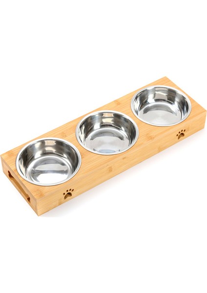 Paslanmaz Üç S Yeni Popüler Ev Pet Paslanmaz Çelik/seramik Besleme ve Içme Kaseleri Köpek Kedi Yavrusu Için Bambu Çerçeve ile Kombinasyonu (Yurt Dışından)