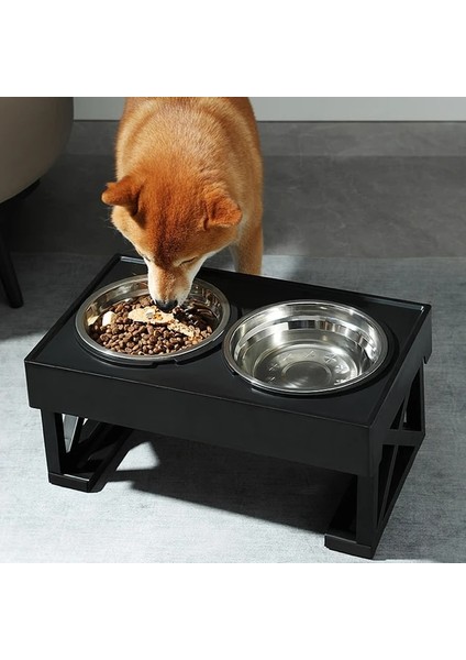 A-01BLACK Köpek Yükseltilmiş Gıda Su Besleyiciler Ayarlanabilir Yükseklik Köpek Çift Kaseler Standı Pet Besleme Çanağı Kase Küçük Orta Büyük Köpekler Kaldırma Masası (Yurt Dışından)