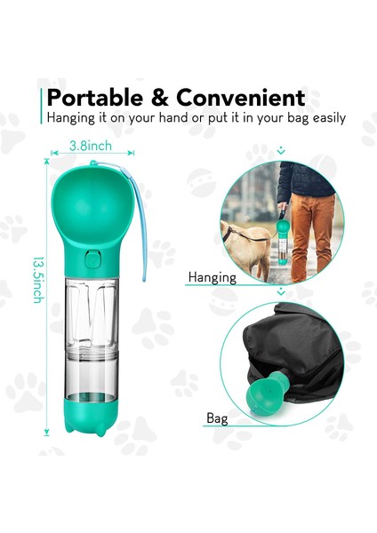 Yeşil 500 ml Yiyecek Kutusu ile Taşınabilir Kedi Köpek Su Şişesi Mama Besleyici Tiryakisi Kaka Dağıtıcı 3 In 1 Sızdırmaz Çok Fonksiyonlu Köpek Açık Suluk Şişesi (Yurt Dışından) indirimleri