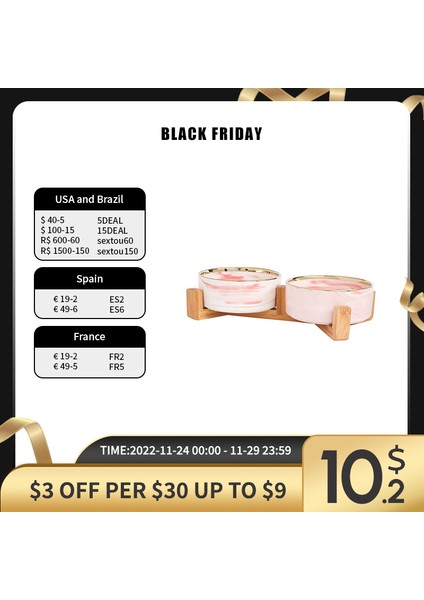 Çift Pembe Altın L - 850ML Mermer Seramik Köpek Kasesi Kedi Maması ve Ahşap Standlı Su Kaseleri Büyük Düz Yüzlü Kediler Yavru Köpekler Için Ağır Evcil Hayvan Besleyici (Yurt Dışından) indirimleri