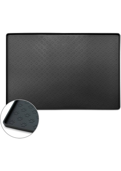 Siyah 80X60 cm Pet Placemat Kedi Köpek Maması Kedi Besleme Mat Köpek Besleyici Ped Kediler Köpekler Kase Paspaslar Pet Yavru Köpek Içme ve Besleme Malzemeleri (Yurt Dışından)