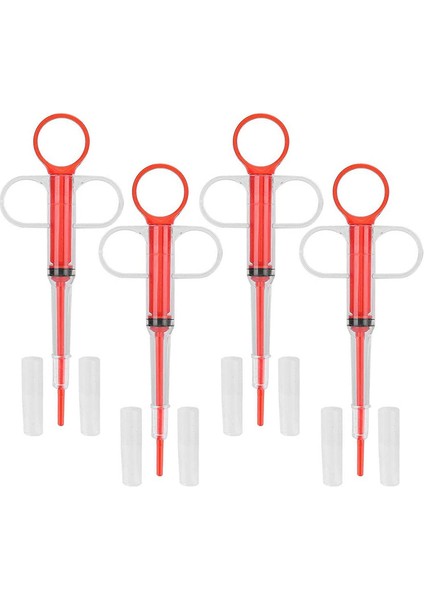 4pcs Kırmızı Pet Kedi Hap Atıcı Hap Dağıtıcı Köpek Piller Pet Tablet Şırınga Itici Küçük Hayvanlar Besleme Için Yumuşak Uçlu Pet Ilaç Besleyici (Yurt Dışından)