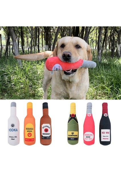 04 Yaratıcı Bira Şişesi Şekilli Peluş Köpek Cızırtılı Oyuncaklar Yumuşak Küçük Büyük Köpek Interaktif Isırmaya Dayanıklı Temiz Çiğneme Oyuncak Pet Aksesuar (Yurt Dışından)