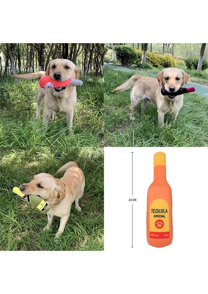 04 Yaratıcı Bira Şişesi Şekilli Peluş Köpek Cızırtılı Oyuncaklar Yumuşak Küçük Büyük Köpek Interaktif Isırmaya Dayanıklı Temiz Çiğneme Oyuncak Pet Aksesuar (Yurt Dışından)